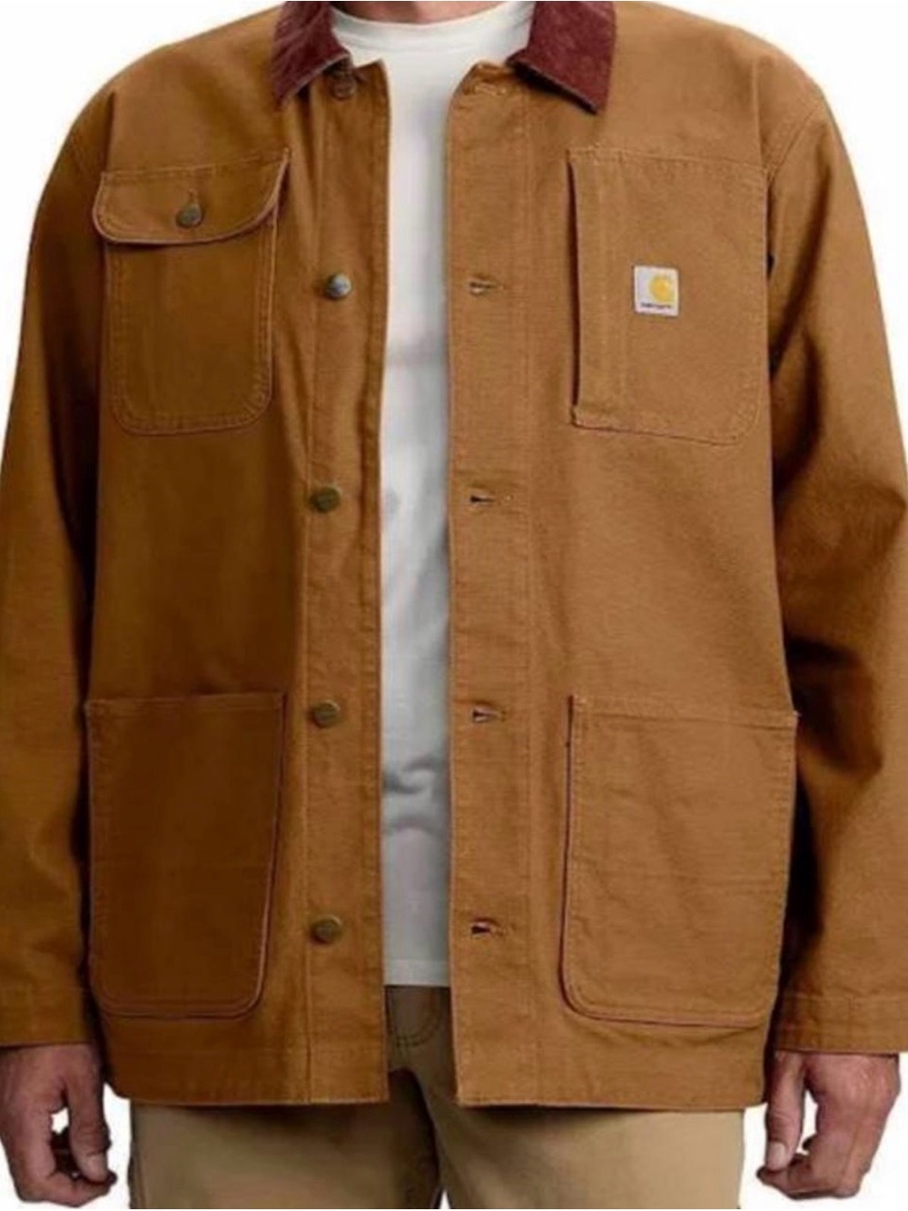 Carhartt Black Canvas Work Coat with Corduroy Collar